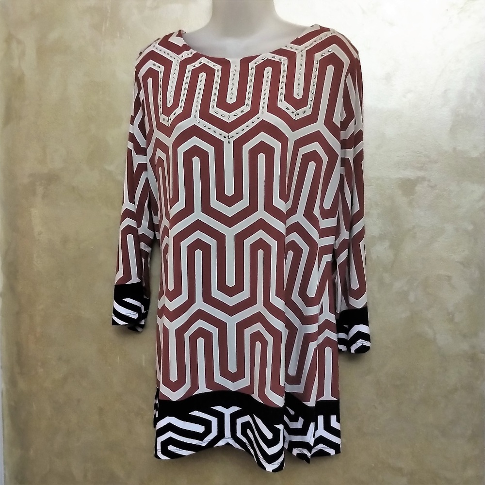 Geometric Tunic by JM Collection EUC L/XL